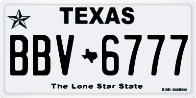 TX license plate BBV6777