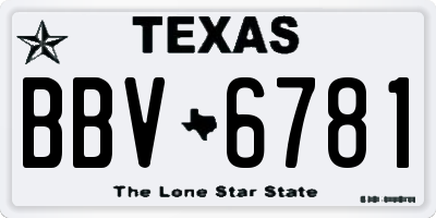 TX license plate BBV6781