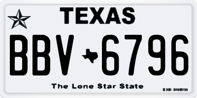 TX license plate BBV6796