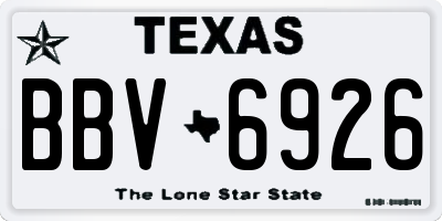 TX license plate BBV6926