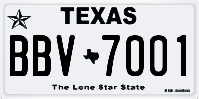 TX license plate BBV7001