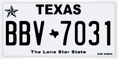 TX license plate BBV7031