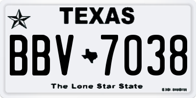 TX license plate BBV7038