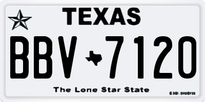 TX license plate BBV7120