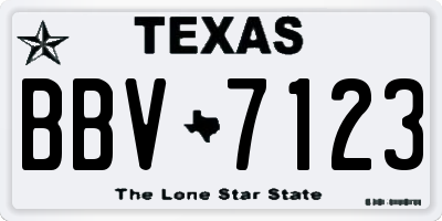 TX license plate BBV7123