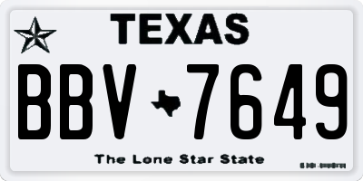 TX license plate BBV7649