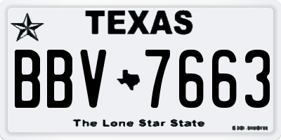 TX license plate BBV7663