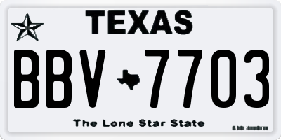 TX license plate BBV7703