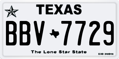 TX license plate BBV7729