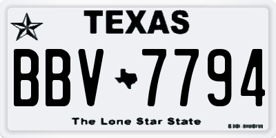 TX license plate BBV7794