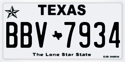 TX license plate BBV7934