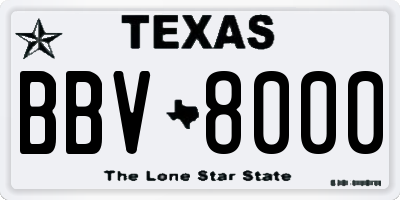 TX license plate BBV8000