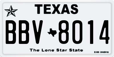 TX license plate BBV8014