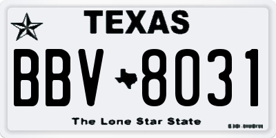 TX license plate BBV8031