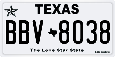 TX license plate BBV8038