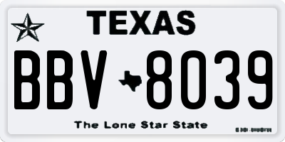 TX license plate BBV8039