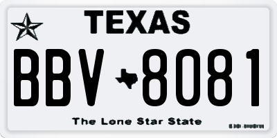 TX license plate BBV8081