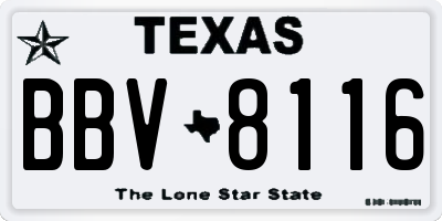 TX license plate BBV8116