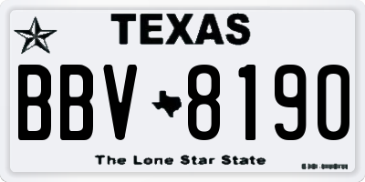 TX license plate BBV8190