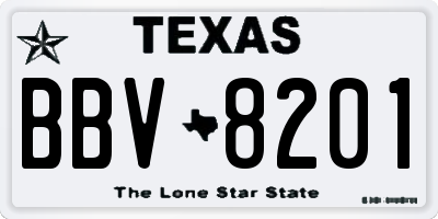 TX license plate BBV8201