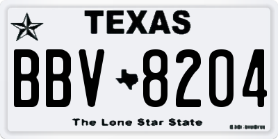 TX license plate BBV8204