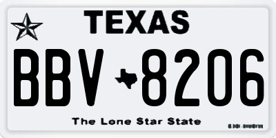 TX license plate BBV8206