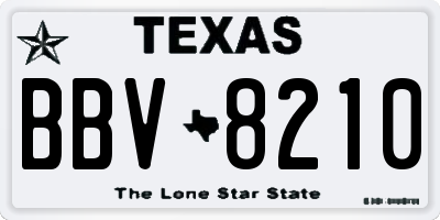 TX license plate BBV8210