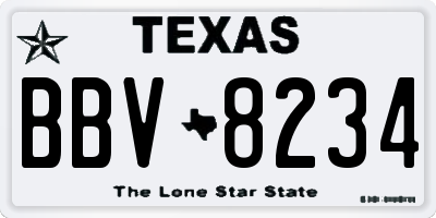 TX license plate BBV8234