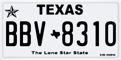 TX license plate BBV8310