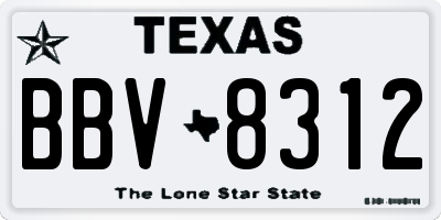 TX license plate BBV8312