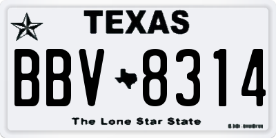 TX license plate BBV8314