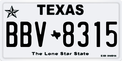 TX license plate BBV8315