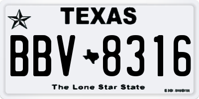 TX license plate BBV8316