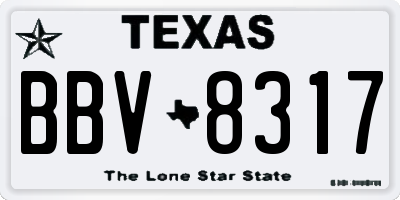 TX license plate BBV8317