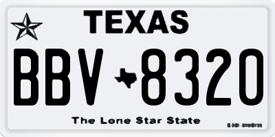 TX license plate BBV8320