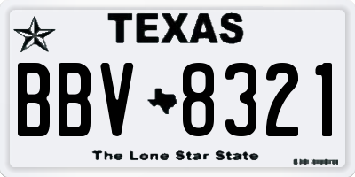 TX license plate BBV8321