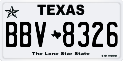 TX license plate BBV8326