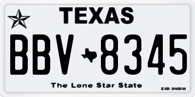 TX license plate BBV8345