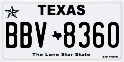 TX license plate BBV8360