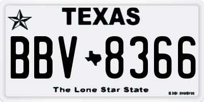 TX license plate BBV8366