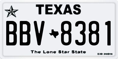 TX license plate BBV8381