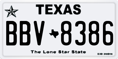 TX license plate BBV8386