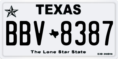 TX license plate BBV8387