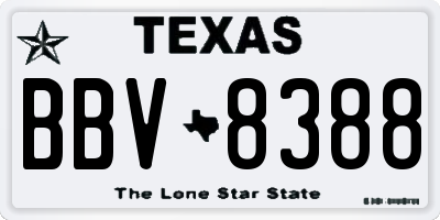 TX license plate BBV8388