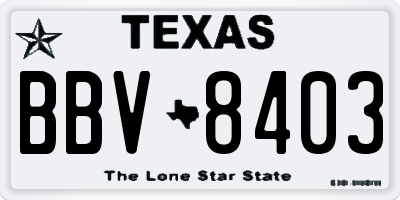 TX license plate BBV8403