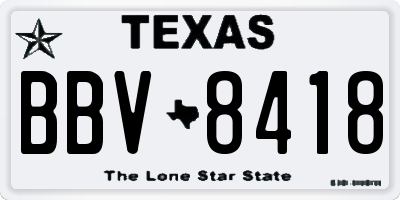 TX license plate BBV8418