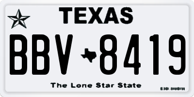 TX license plate BBV8419