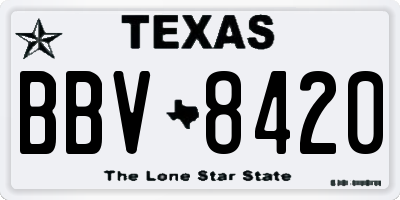 TX license plate BBV8420