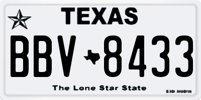 TX license plate BBV8433