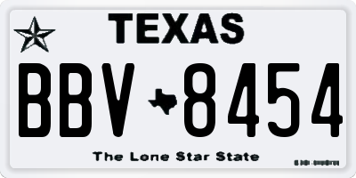 TX license plate BBV8454